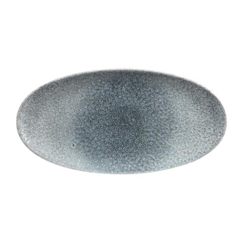 Churchill Raku Topaz Blue Oval Chefs Plate 13 3/4x6 3/4" (Box 6) (Direct)