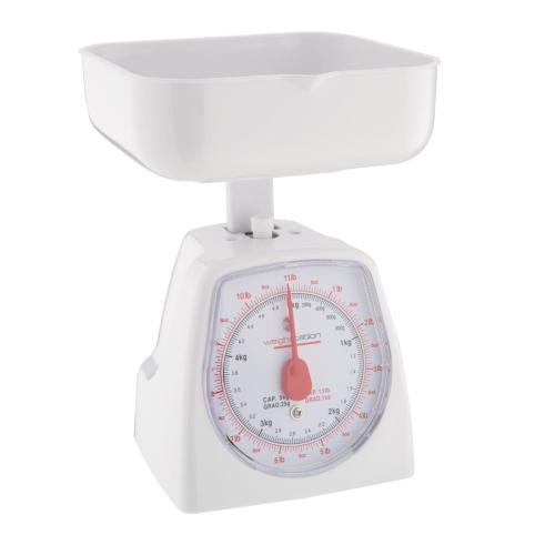 Vogue White Plastic Kitchen Scale - 5Kg/11lbs - Gradation 25g/1oz