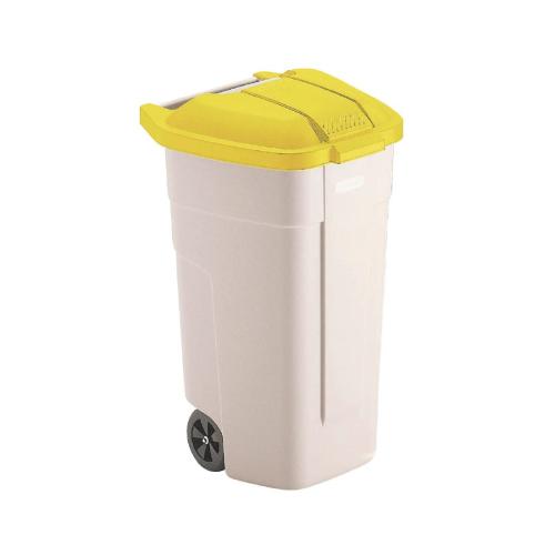 Rubbermaid Big Wheel Container with Yellow Lid