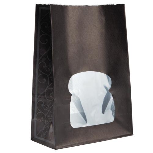 Colpac Black Paper Sandwich Bag with Window Elegance Printed Design (Pack 250)