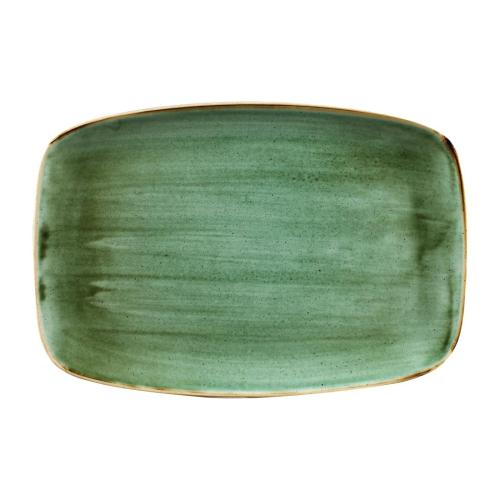 Churchill Stonecast Samphire Green Oblong Plate 35.5x24.5cm (Box 6) (Direct)