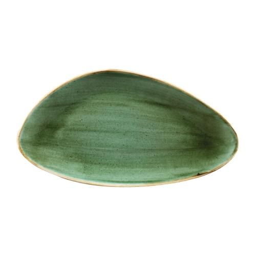 Churchill Stonecast Samphire Green Triangle Plate 35.5x18.8cm (Box 6) (Direct)