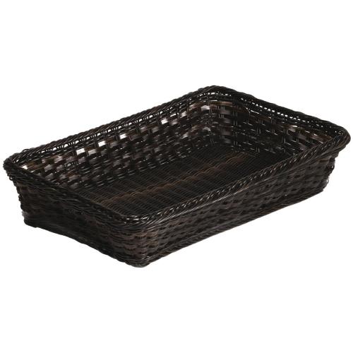 APS Frames Poly-Rattan Basket GN 1/1 Dark Brown - 535x325x100mm (B2B)