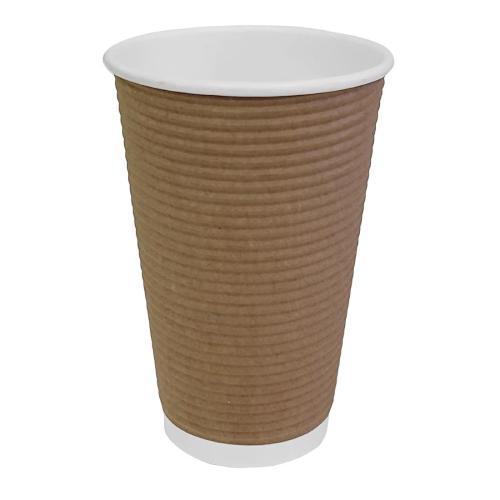 Fiesta Recyclable Hot Cup Ripple Wall Kraft 16oz (Box 500)