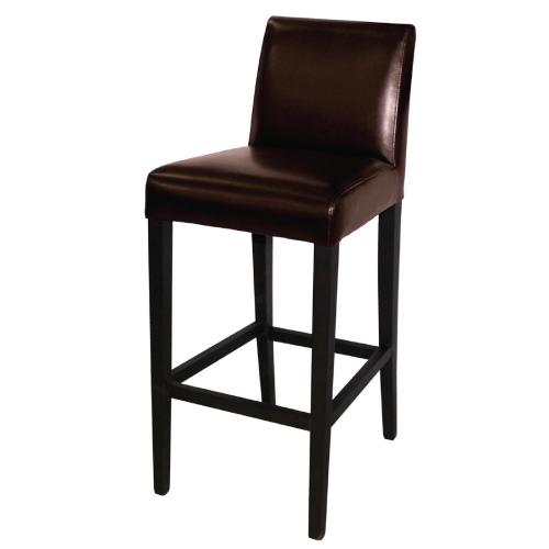 Bolero Faux Leather High Bar Stool with Full Back Dark Brown