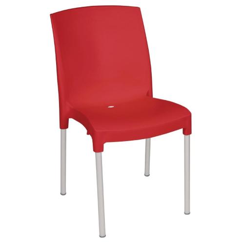 Bolero PP & Aluminium Bistro Side Chair Red (Pack 4)