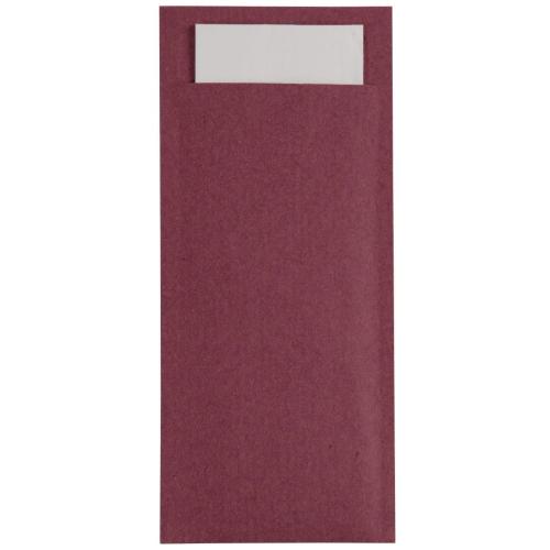 Europochette Burgundy Cutlery Pouch with White Napkin (Box 600)