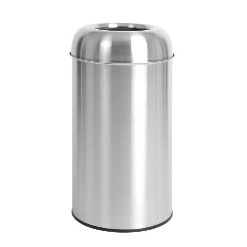 Bolero Bullet Bin with Open Lid St/St - 40Ltr