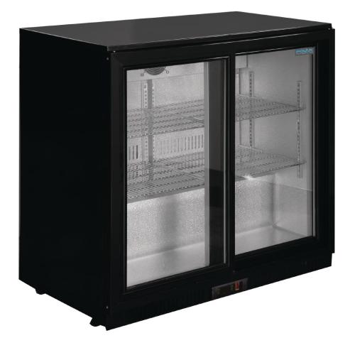 Polar G-Series Back Bar Cooler with Double Sliding Doors Black - 900mm