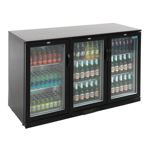 Polar G-Series Back Bar Cooler with Triple Hinged Doors Black - 900mm