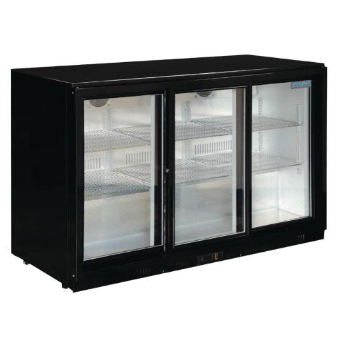 Polar G-Series Back Bar Cooler with Triple Sliding Doors Black - 900mm