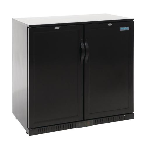 Polar G-Series Back Bar Cooler with Double Solid Hinged Doors Black - 900mm