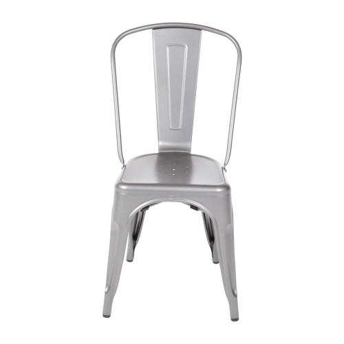 Bolero Bistro Steel Side Chair Gun Metal Grey (Pack 4)