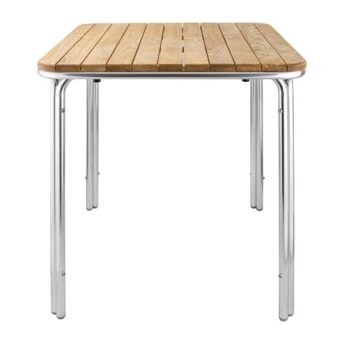 Bolero Square Ash & Alu Leg Table - 700mm