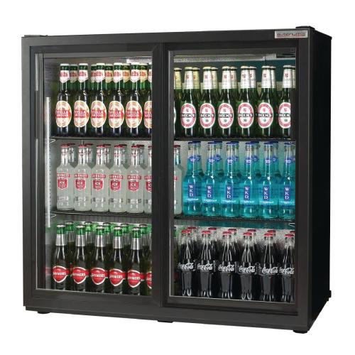 Autonumis Popular 2 Sliding Door Maxi Back Bar Cooler Black Door/Cab (Direct)