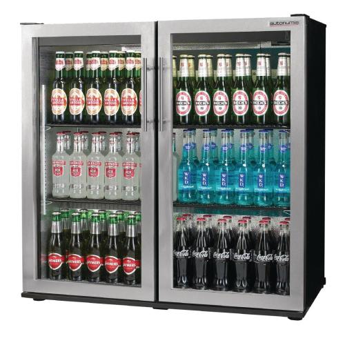 Autonumis Popular 2 Hinged Door Maxi Back Bar Cooler St/St Door/Blck Cab(Direct)