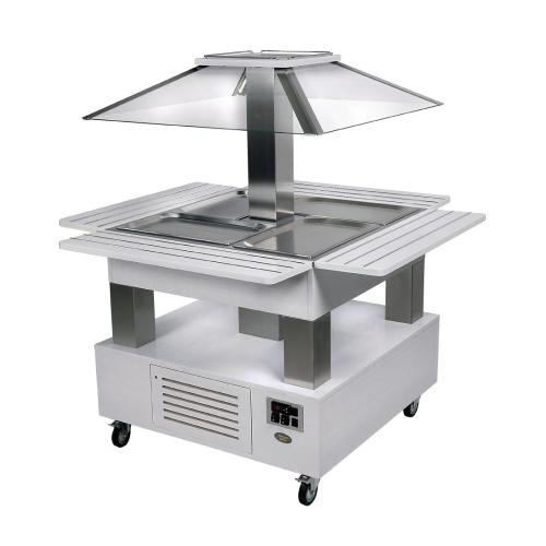 Roller Grill Salad Bar Square Chilled White Wood (Direct)