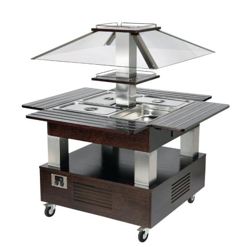 Roller Grill Salad Bar Square Heated Dark Wood (Direct)