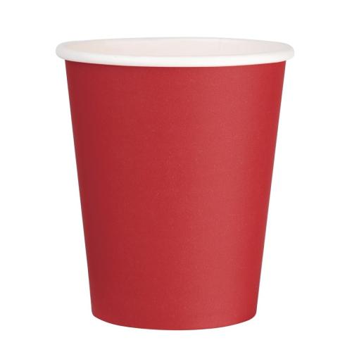 Fiesta Recyclable Hot Cup Single Wall Red 8oz (Sleeve 50)