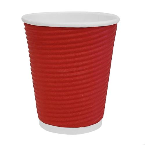 Fiesta Recyclable Hot Cup Ripple Wall Red 8oz (Sleeve 25)