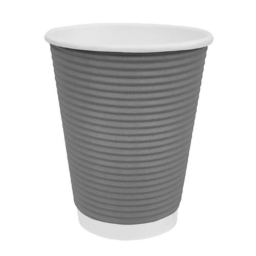 Fiesta Recyclable Hot Cup Ripple Wall Charcoal 8oz (Sleeve 25)