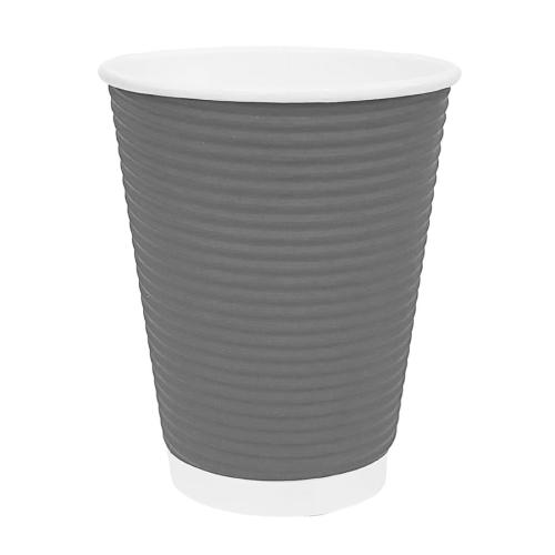 Fiesta Recyclable Hot Cup Ripple Wall Charcoal 12oz (Sleeve 25)