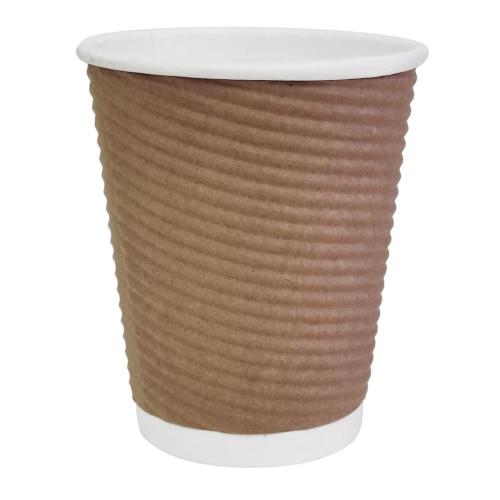 Fiesta Recyclable Hot Cup Ripple Wall Kraft 8oz (Box 500)