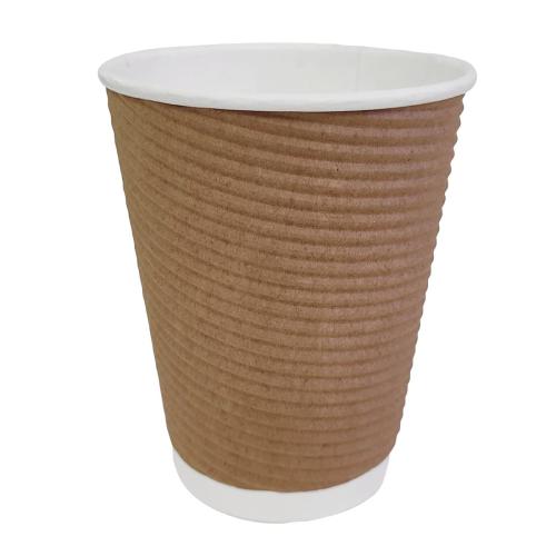 Fiesta Recyclable Hot Cup Ripple Wall Kraft 12oz (Sleeve 25)