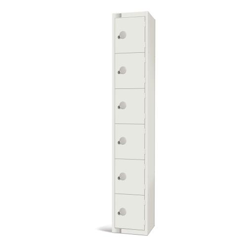 Elite Six Door Camlock Locker White