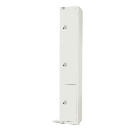 450mm Deep Locker 3 Door Combi Lock) White with Sloping Top (Direct)