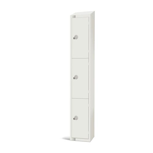 450mm Deep Locker 3 Door Combi Lock) White with Sloping Top (Direct)