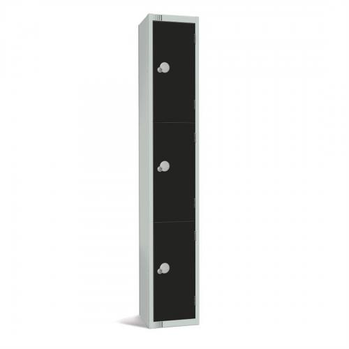 300mm Deep Locker 3 Door Combi Lock) Black - 1800x300x300mm (Direct)