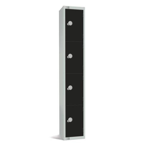 300mm Deep Locker 4 Door Combi Lock) Black 1950x300mm with Sloping Top (Direct)