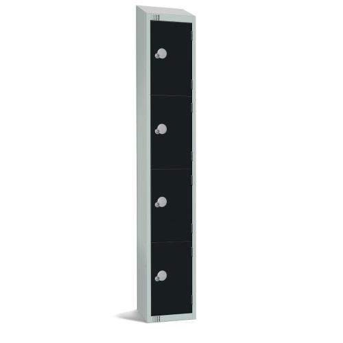 300mm Deep Locker 4 Door Combi Lock) Black 1950x300mm with Sloping Top (Direct)