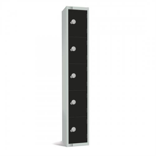 300mm Deep Locker 5 Door Combi Lock) Black 1950x300mm with Sloping Top (Direct)