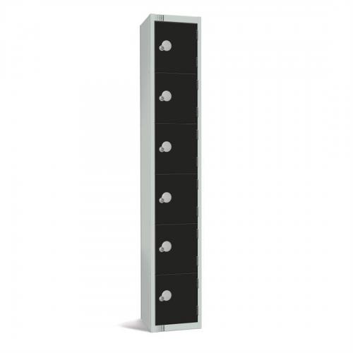 300mm Deep Locker 6 Door Combi Lock) Black - 1800x300x300mm (Direct)