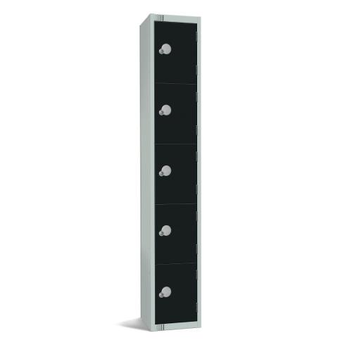 450mm Deep Locker 5 Door Combi Lock) Black - 1800x300x450mm (Direct)