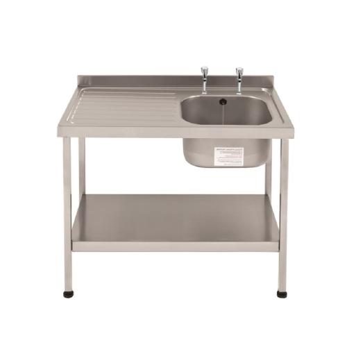 KWC DVS St/St Sink 1000x600mm R/H Bowl inc taps & L/H Drainer Mini Range(Direct)