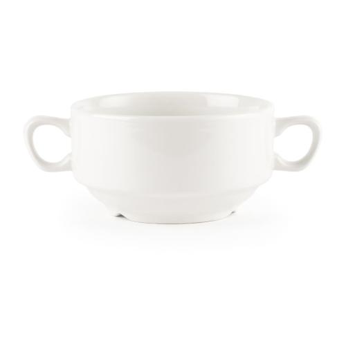 White Nova Consomme Bowl with Handles - 14oz (Box 24) (Direct)