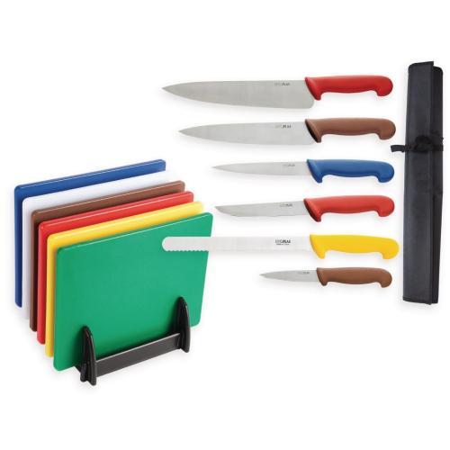 Sale Offer : Hygiplas Colour Coded Chopping Kit Boards W356 & Knives