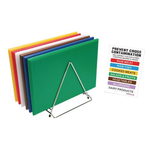 Hygiplas High Density Chopping Board Set - 18x12x1" & UK Wall Chart