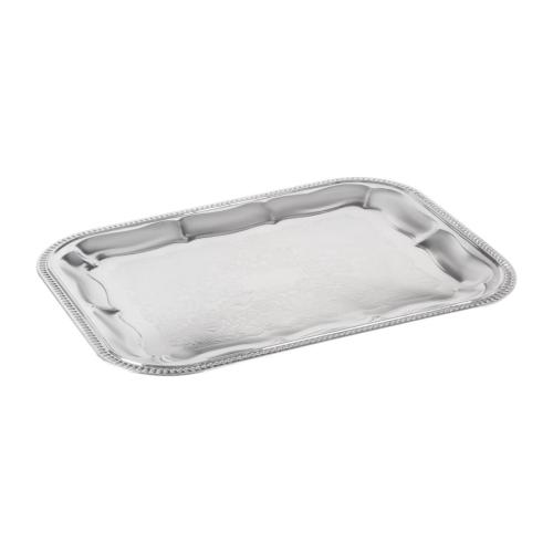 Semi Disposable Party Tray Rectangular Chrome Plated - 41x31cm