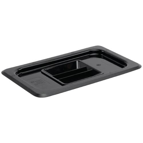 Vogue Black Polycarbonate Lid - GN 1/4