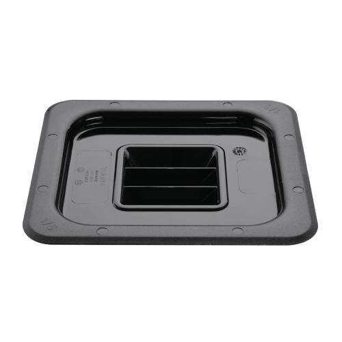 Vogue Black Polycarbonate Lid - GN 1/6