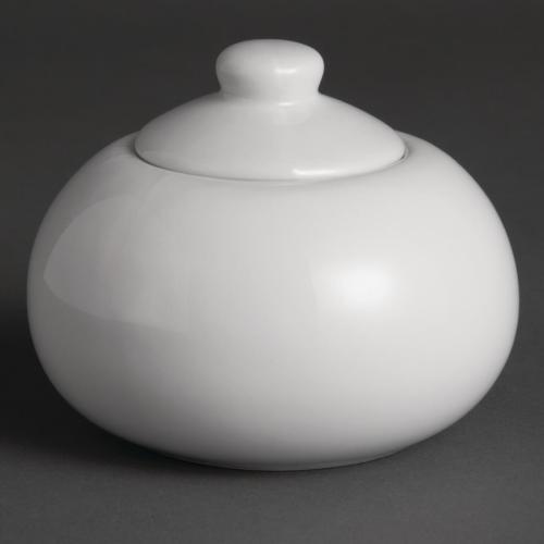 Olympia Whiteware Sugar Bowl with Lid - 100x80mm 4x3 1/4" 9 1/2oz (Box 12)