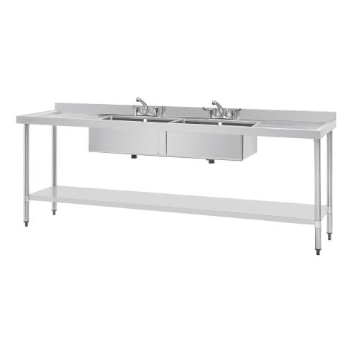 Vogue Double Bowl Sink Double Drainer - 900x2400x600mm 35 1/2x94 1/2x23 1/2"