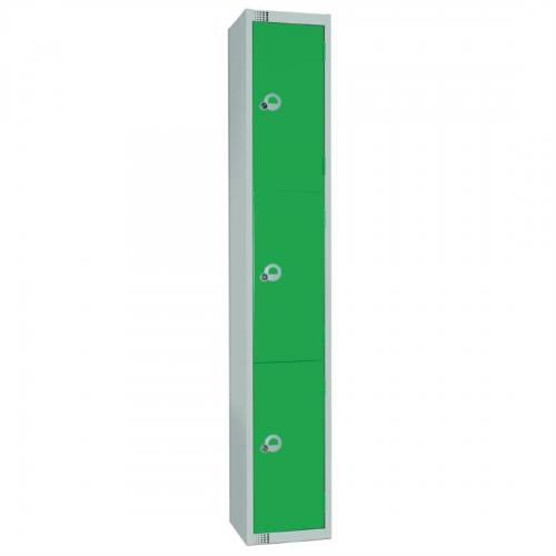 300mm Deep Locker 3 Door Combi Lock) Green - 1800x300x300mm (Direct)