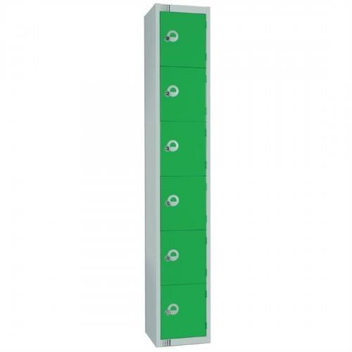 300mm Deep Locker 6 Door Combi Lock) Green - 1800x300x300mm (Direct)