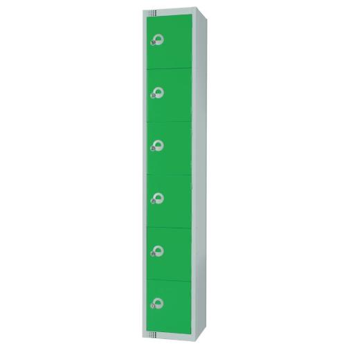 300mm Deep Locker 6 Door Combi Lock) Green - 1800x300x300mm (Direct)