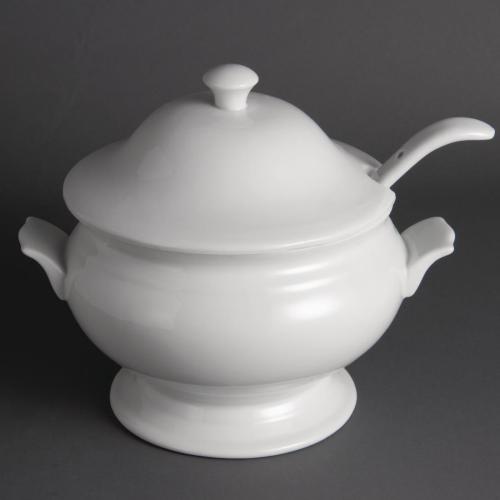 Olympia Whiteware Soup Tureen & Ladle White - 227x250mm